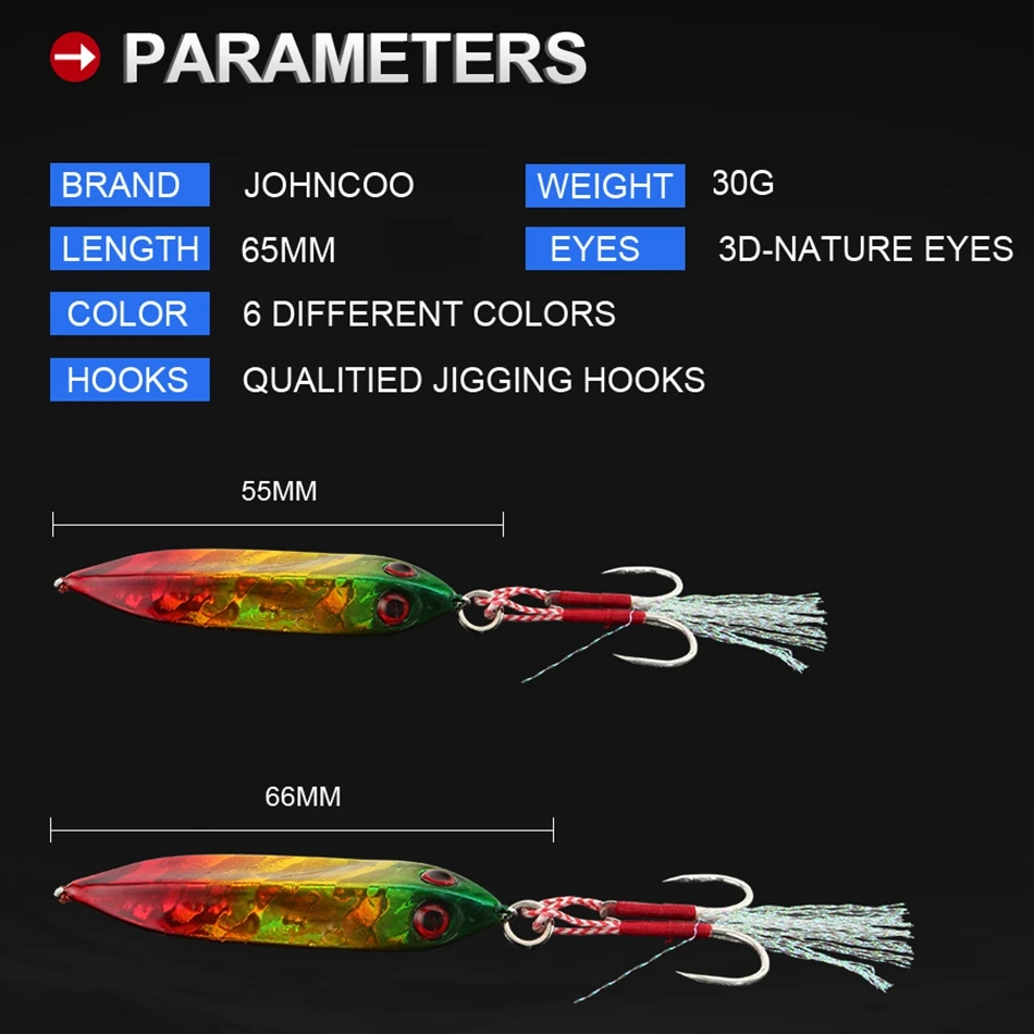 Metal Jigging Jig Lure 20g 30g Shore Fishing Jigging Fishing Lure  Artificial Hard Bait Sea Bass Lure