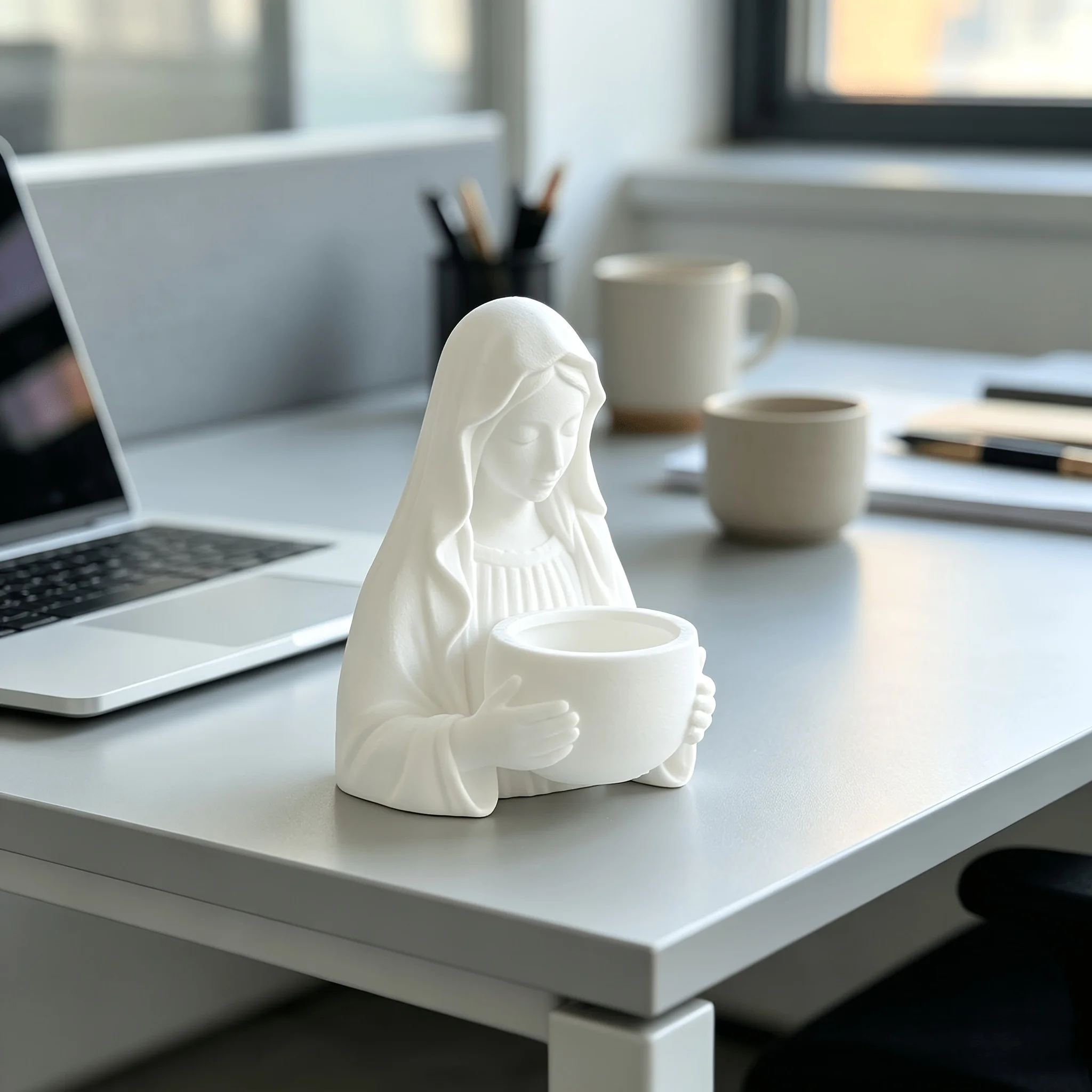 Virgin Mary Planter Pot, Religious Succulent Flower Pot, Decorative Tabletop Holder for Home, Desk & Shelf Decor