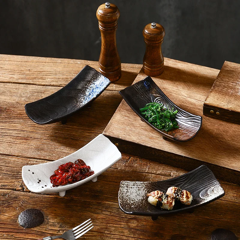 

YJQ Japanese style sushi plate hot pot barbecue commercial ceramic tableware cold dish snack plate