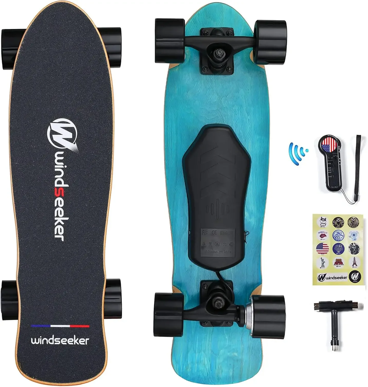 Skateboard, Electric Skateboard with Remote Control for Beginners, 350W Brushless Motor, Max 12.4 MPH, Carver E-Ska wit