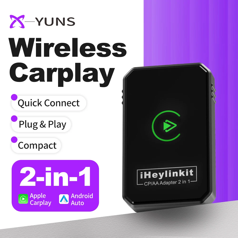 

X-YUNS 2026 NEW 2in1 Wireless Carplay Android Auto Adapter Smart Mini Box WIFI BT Dongle Auto Connect For Most Vehicle Models