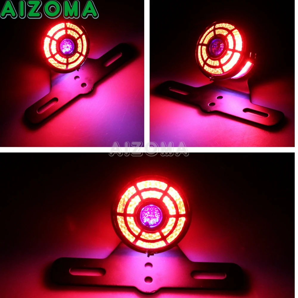 Retro Motorcycles Custom License Plate Taillight 12v LED Brake Taillamp For Harley Yamaha Honda XS650 Cafe Racer Universal Light
