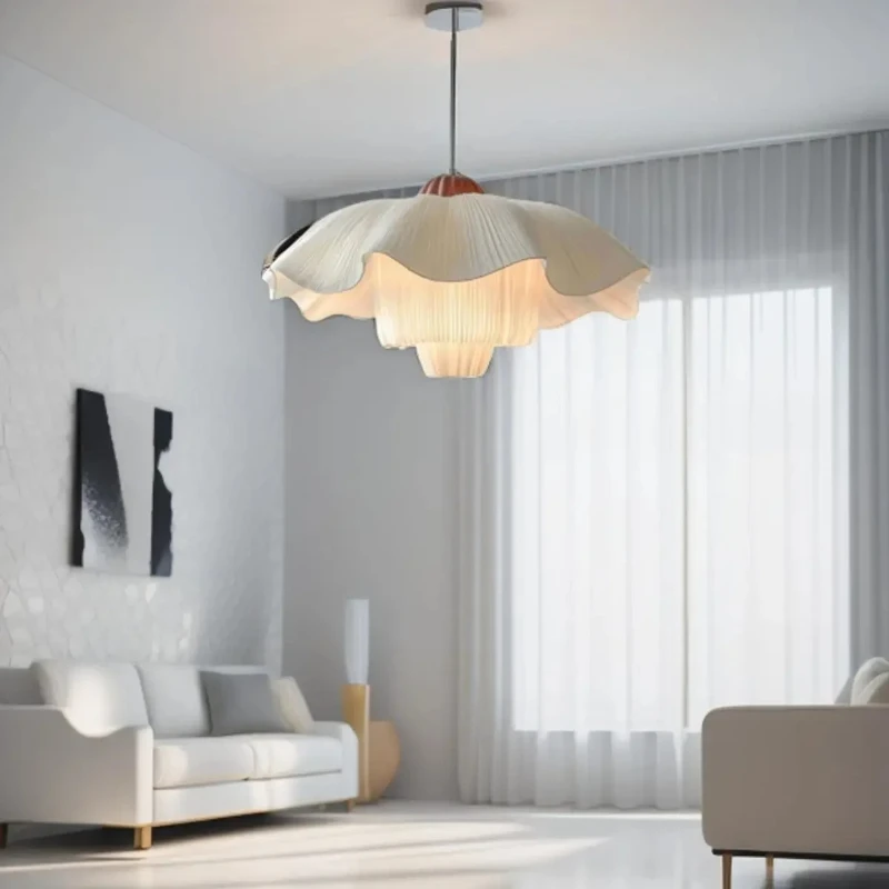 Nordic Petal Shaped French Chandelier Simple Warm Romantic Cream Style For Living Room Master Bedroom Lighting