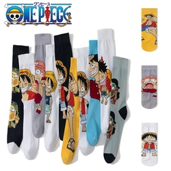 One Piece Luffy Man Women Socks Cotton Long Socks Medium Tube Korean Breathable Leisure Embroidery Sports Socks for Running Gift