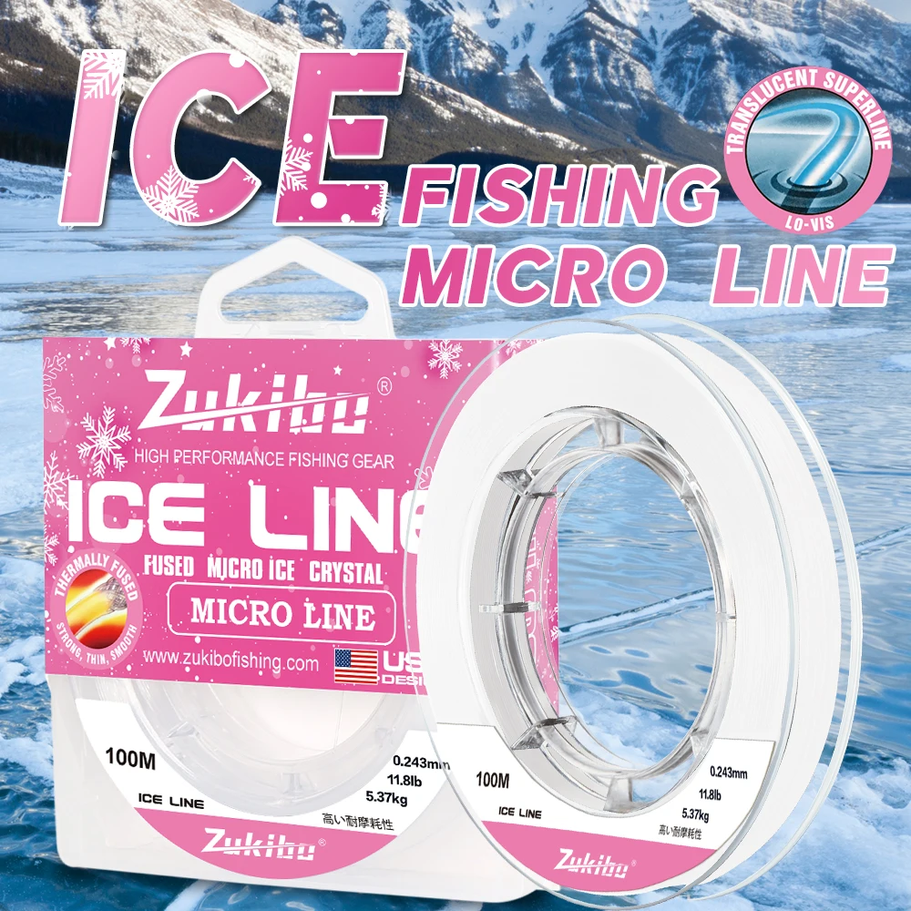 ZUKIBO Ice Braid Micro Ice Fishing Soft Braided Fishing Line,Zero Memory Super Stong Pro Grade Power Ice Braided Line 100m