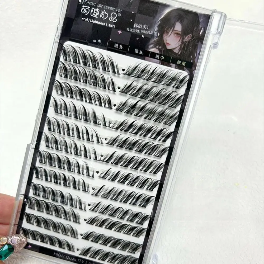 シングルフォックスつけまつげ クラスタまつげ フォックスアイ効果 セグメントまつげ ロングナチュラル個別つけまつげ