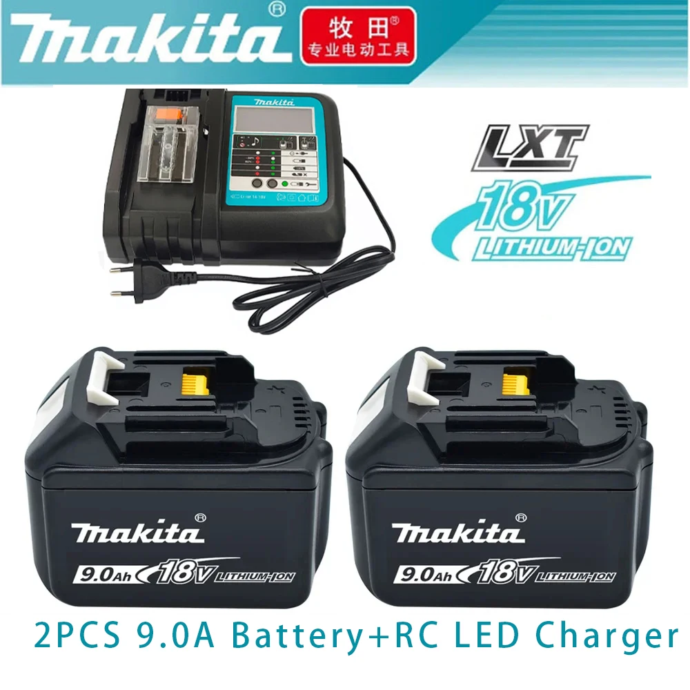 

NEW Makita 18V 9000mAh 15C Rechargeable Power Tools Battery With LED BL1830 BL1850 BL1860 Battery Charger Set With Working Light