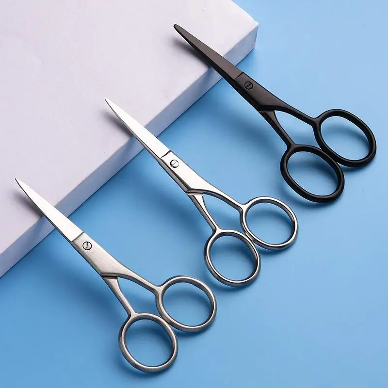 Blunt Rounded Tip Stainless Steel Nose Hair Beard Scissors Professional Cross StitchSteel Scissors Fabric Cutter Craft Sewing