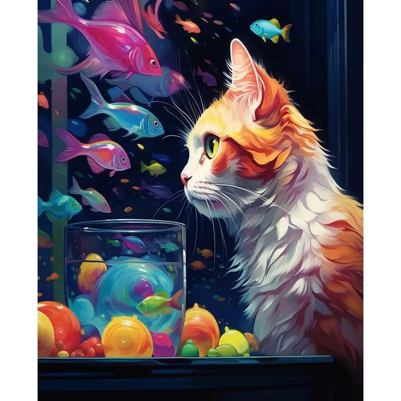 

RUOPOTY Hand Painting Cat Painting By Numbers Kit DIY Artwork Canva Art Home Decoration Gift