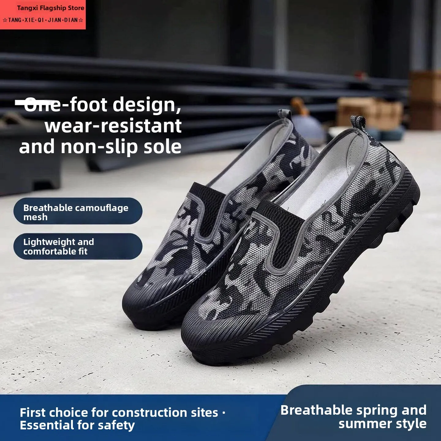 

Men's Safety Shoes Lightweight Breathable Anti-Odor Slip-Resistant Wear-Resistant Summer Workwear Dirt-Resistant Construction...