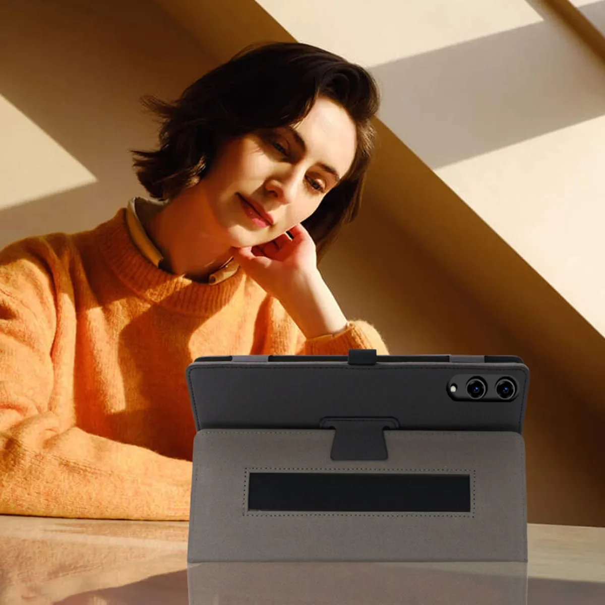 ل TABWEE T60 Pro حافظة واقية للكمبيوتر اللوحي 13.4 بوصة الأعمال اثنين أضعاف حامل شل Pu حافظة الكمبيوتر اللوحي