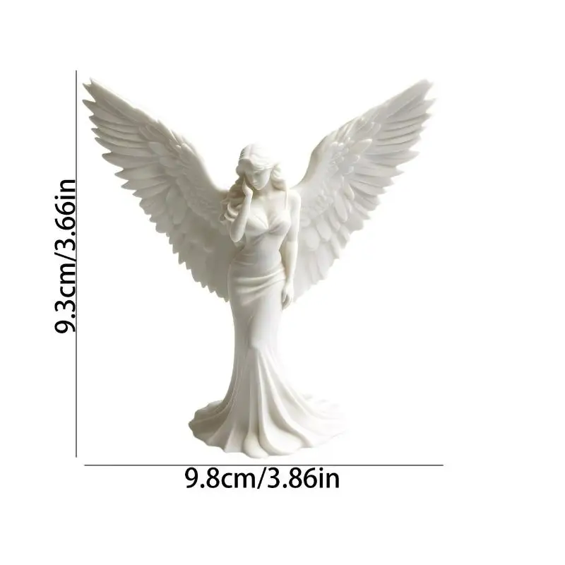 New·3D Printed Praying Angel Statue Guardian Angel Figurine White Gold Religious Sculpture For Home Altar Decor· view 6