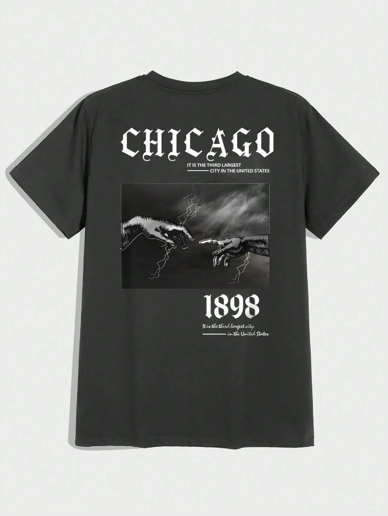 Hands Slogan Graphic Cotton T-shirt Men Luxury Brand Fashion Big Size Top Casual Short Sleeve Streetwear Classic Print Tee S-4XL image 5
