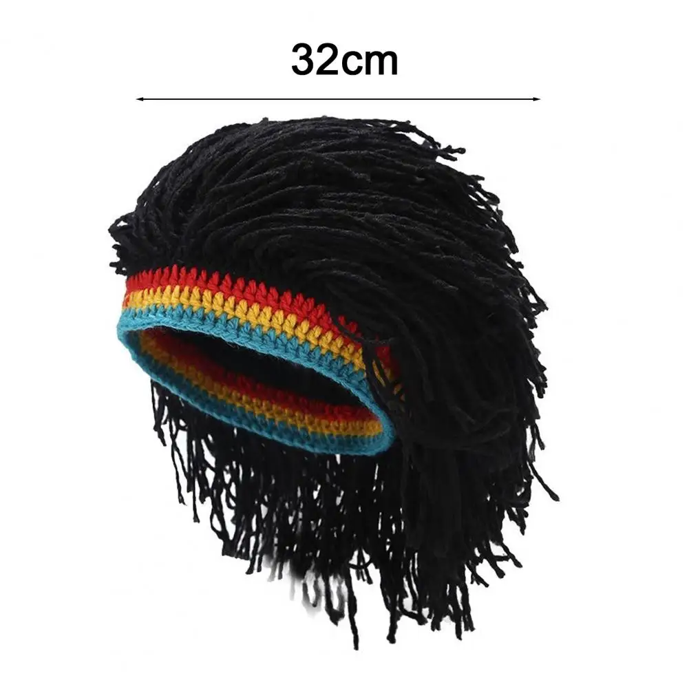 Detachable Wig Knit Hat Hip Hop Dirty Braided Wigs Hat Elastic Wool Wig Beanie Handmade Reggae Dreadlocks Africa Roots Wig