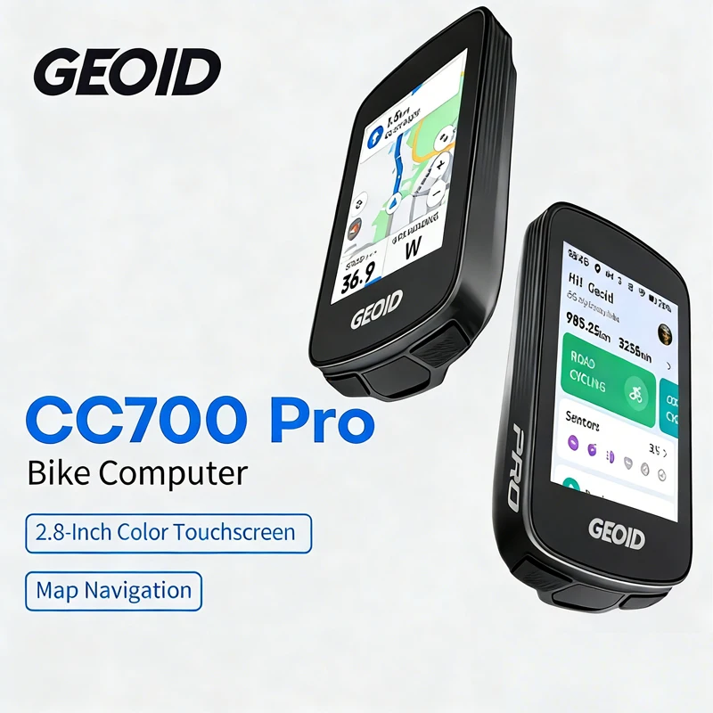 Computador de Bicicleta GEOID CC700 Pro com Tela Sensível ao Toque GPS de 2,8 Polegadas, Velocímetro, Navegação Global e Odômetro para Strava