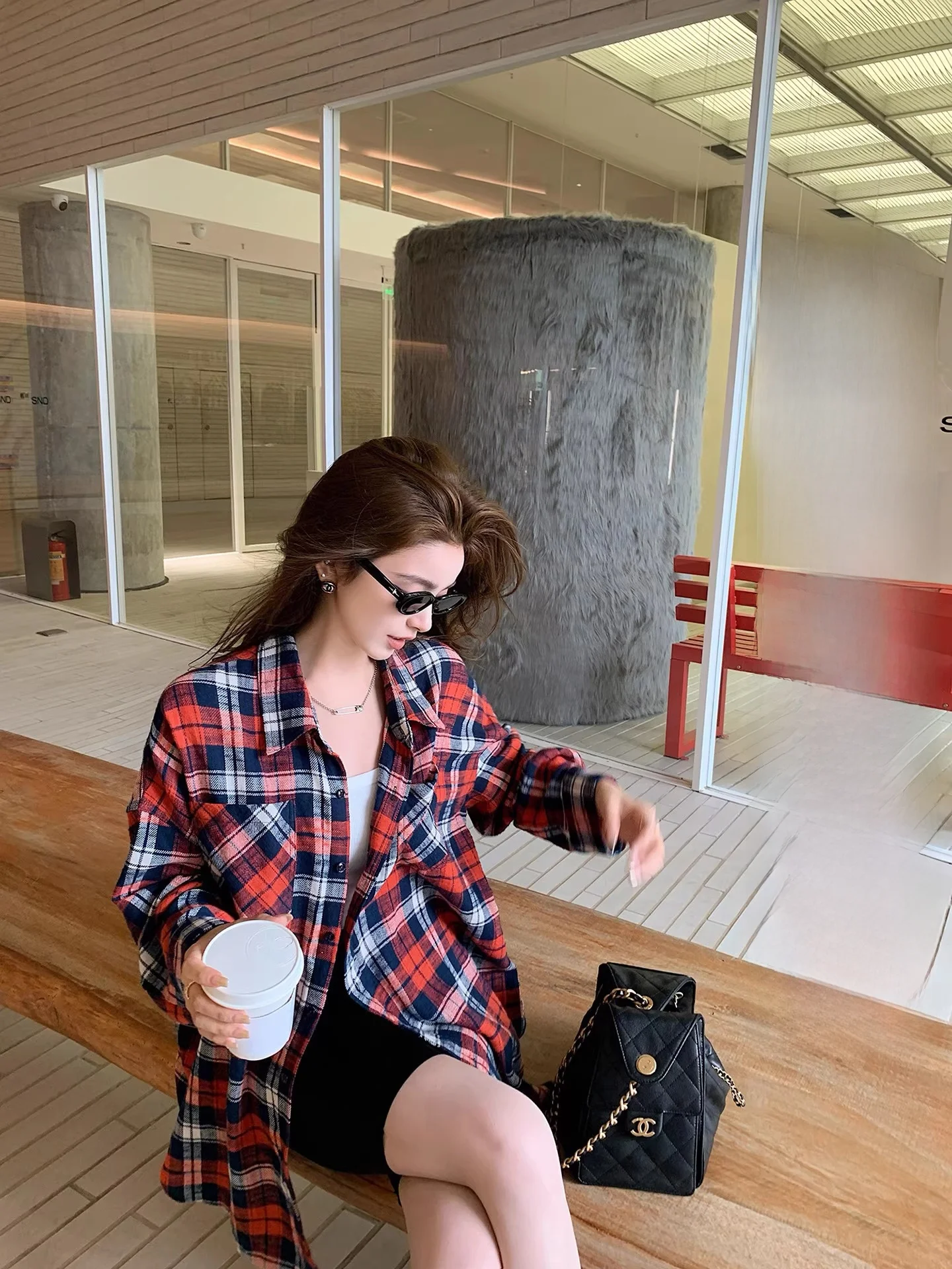 

Lilylikes Vintage Hong Kong Sle Loose Fit Plaid irt Effortl Comfortable Breathable Women's Long Sve Button up Top