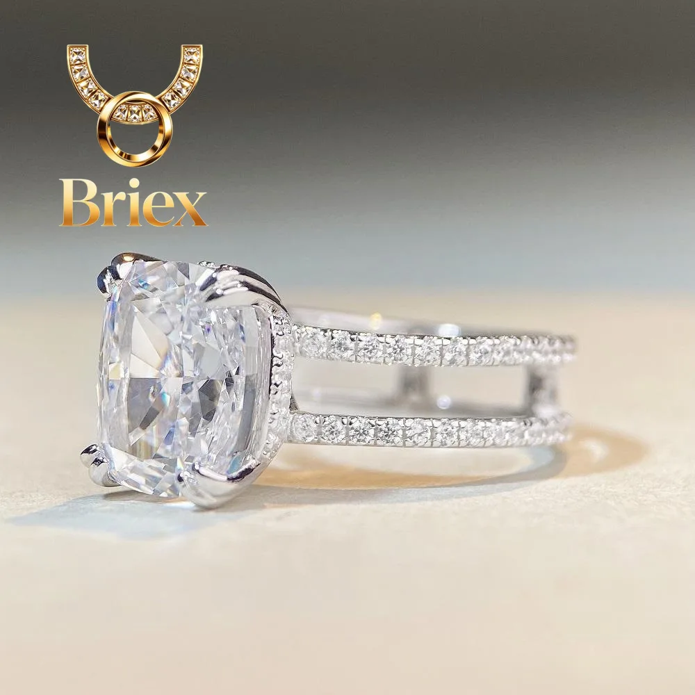 

Briex Jewelry Luxury Solid Platinum PT950 5 karat Moissanite diamond ring women's high-grade double-row diamond ice flower cut r