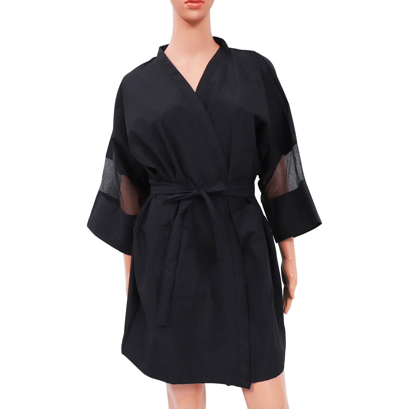 

Adjustable Waist Belt Hair Salon Smock Cape Long Sleeve Knee Length Robe For Haircut Coloring Trimming Protection Unisex Stylish