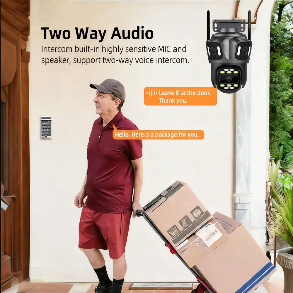  12MP 6K HD Three Lens Three Screen WIFI IP Outdoor Camera Human Detection Waterproof CCTV Video Security Camera iCsee