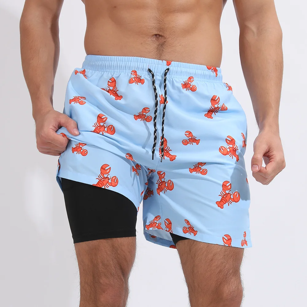 2023 calções de verão masculino troncos de natação de fitness homem surf beach swim wear esportes imprimir casual solto shorts