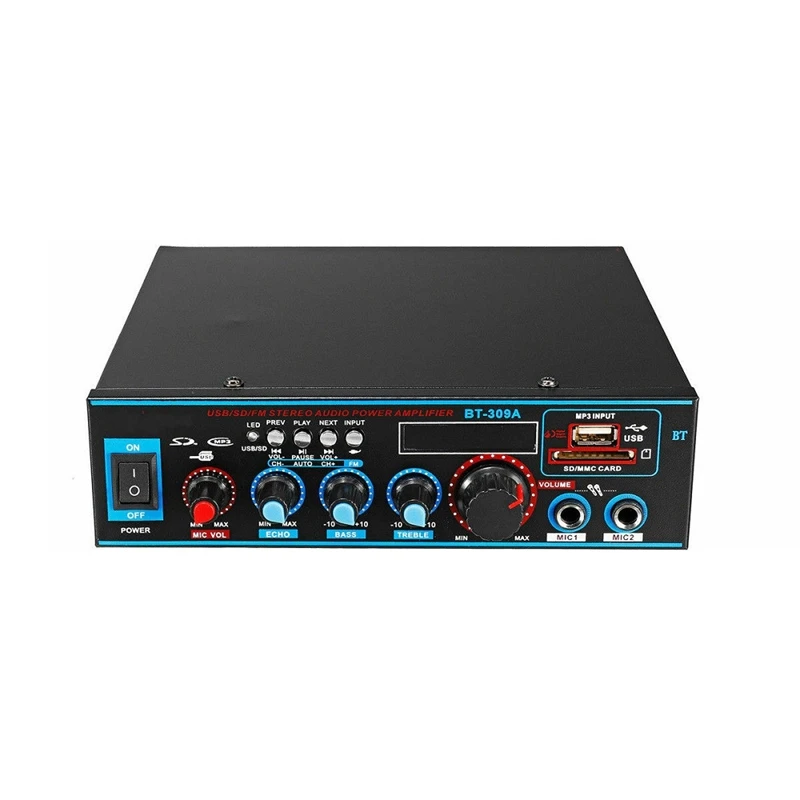 BT-309A 220V 800W Bluetooth 5.0 Amplifier For Speakers 2.0 Channel Car Audio Power AMP Bass HIFI Music Player EU Plug