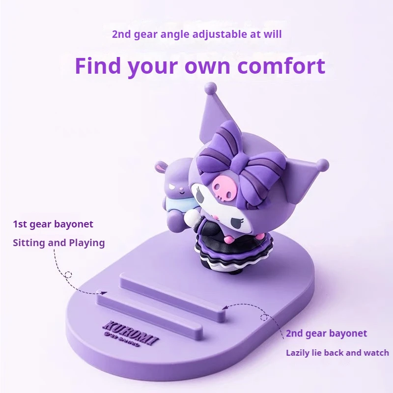 Sanlio Hello Kitty série d'anniversaire mignon sur le thème de l'anime support de téléphone portable de bureau jouet à collectionner Figure accessoire en Silicone