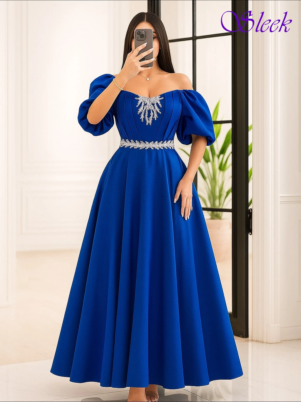 فستان سهرة رسمي أنيق مخصص برقبة قارب على شكل حرف A وأكمام قصيرة، فساتين مناسبة كلاسيكية حديثة للحفلات