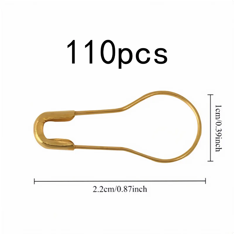 110 pcs Gourd-Shaped Head Iron Safety Pins, great for Clothing Label Fixing, Durable Iron Material, Knitting Marking
