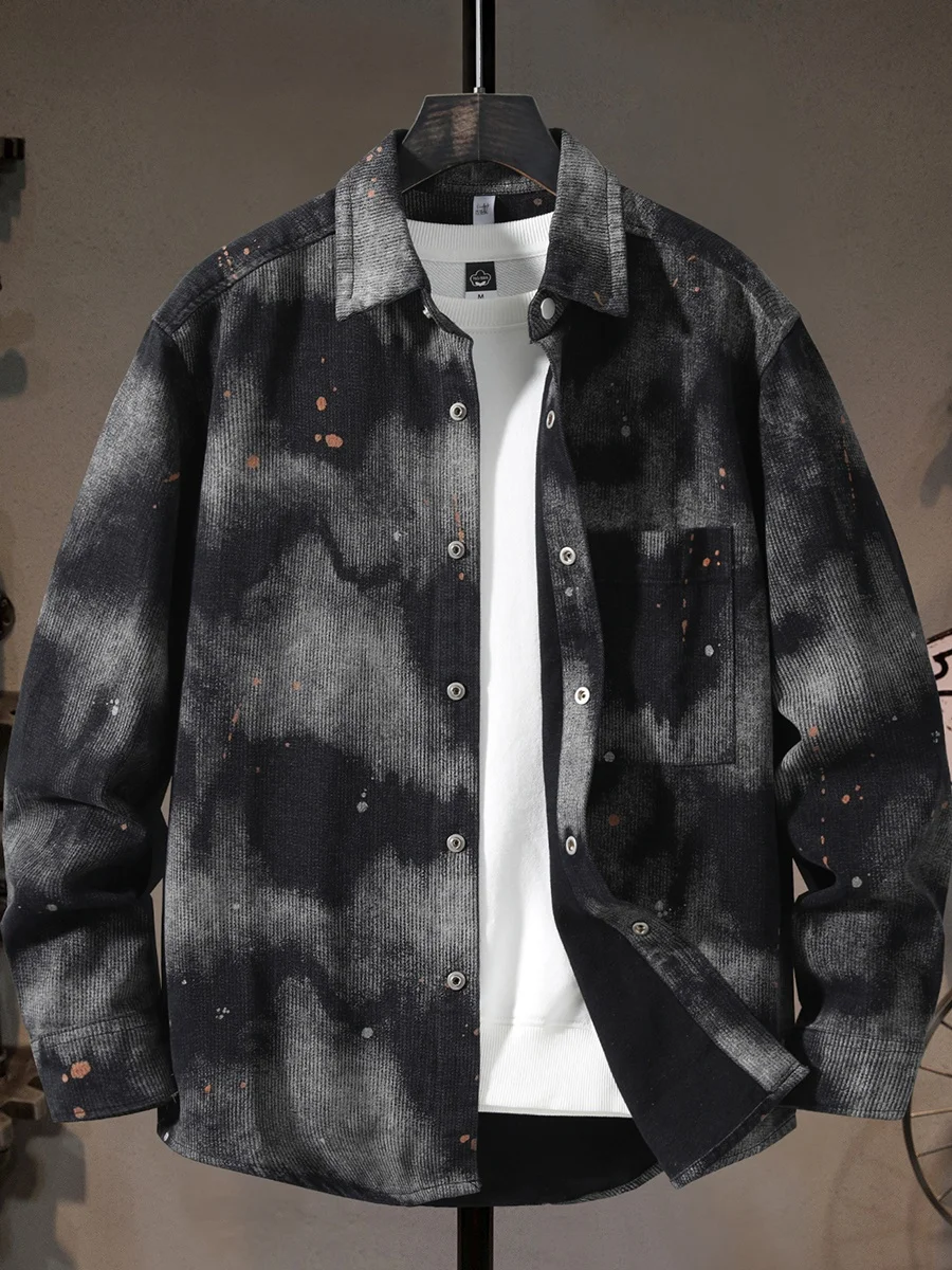 

Новая модная мужская рубашка с бахромой 2025 года, весенне-осенняя, повседневная, универсальная, с длинным рукавом, в американском ретро-стиле, свободного кроя, молодежная.