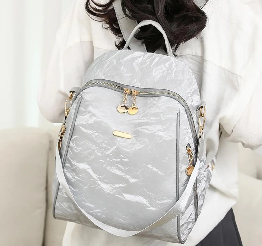 

2026 New Korean Women's Fashion Leather Travel Backpacks High Capacity Casual Double Zipper Shoulder Bags Totes School Bag