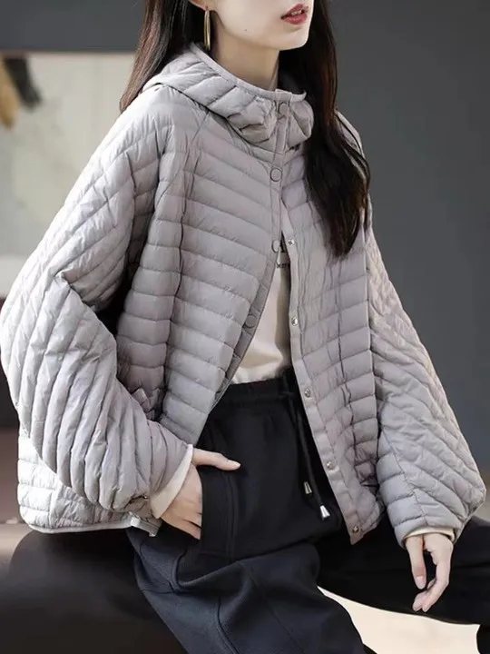 Cotone leggero e allentato da donna Jaet 2025 Collezione invernale Con cappuccio Or Capispalla versatile Coreano Sle Taglio dritto