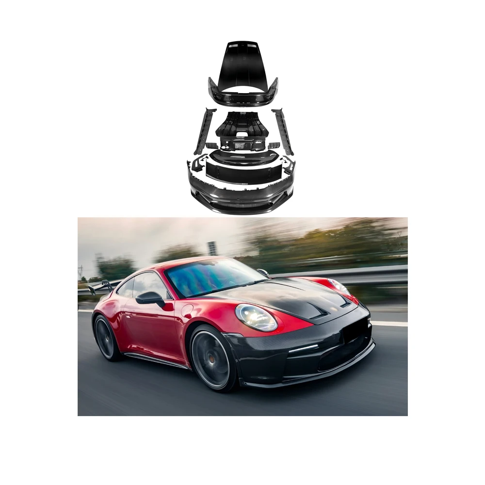 Carbon Fiber Facelift for Porsche Front Bumper Assembly with Brand for Porsche 992 2018-2024 Carrera S to GT3 Body Kit