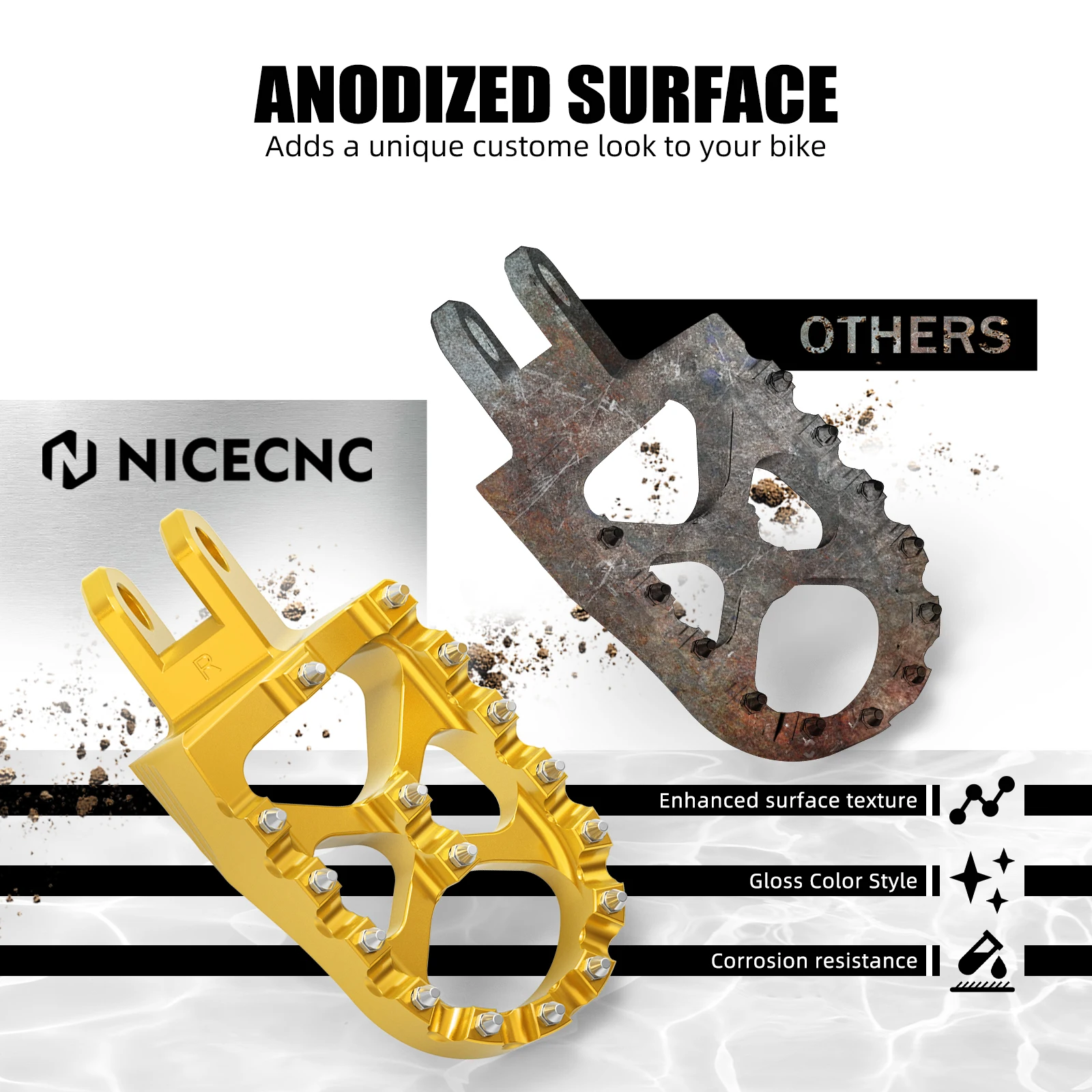 

NICECNC For Suzuki DR-Z400S DR-Z400SM DR-Z4S 2000-2024 Motorcycle 57mm Wide Foot Pegs Aluminum Pedals Footrest Kit Anti Slip