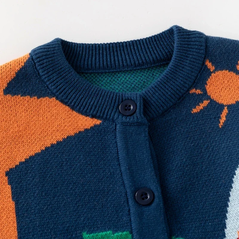 2023 Baby Boy Autumn Winter Clothes Cotton Knit Sweater Cardigan Coat Children Dinosaur Outerwear Kid Warm Cute Soft Jumper