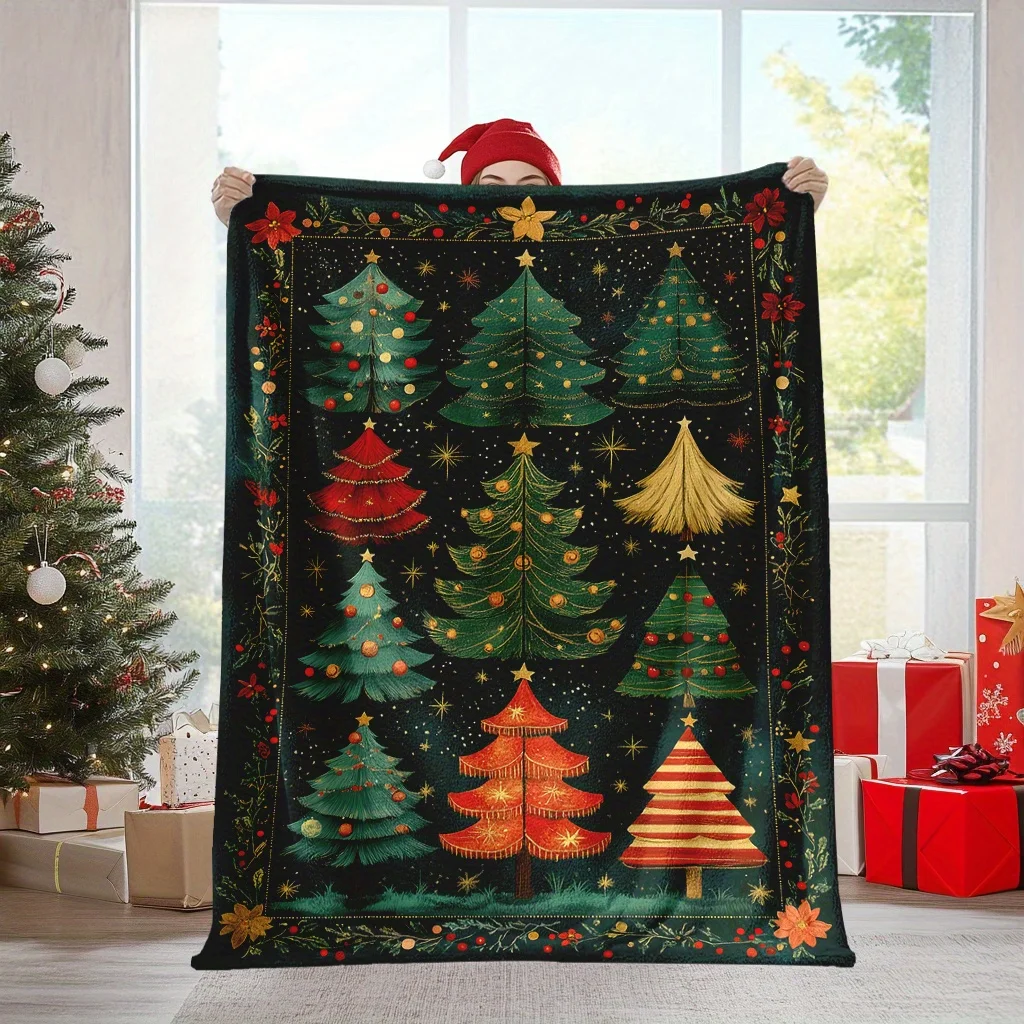 Nutcracker Soldier Christmas Tree Star Pattern Soft Cozy Throw Blanket for Sofa Bed Classic Holiday