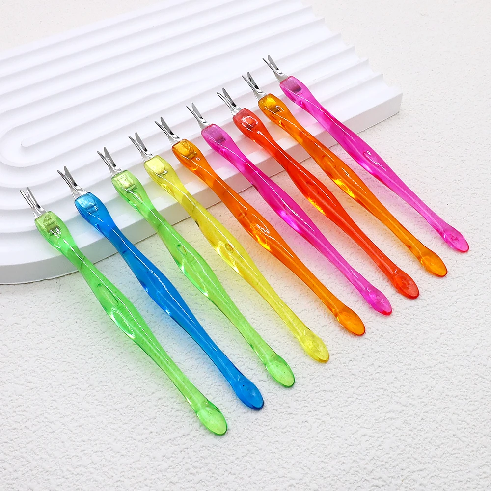 10 個透明キューティクルプッシャー 6 カラフルなツール完璧な爪高品質金属ヒントマニキュアペディキュアネイルアートケアツール
