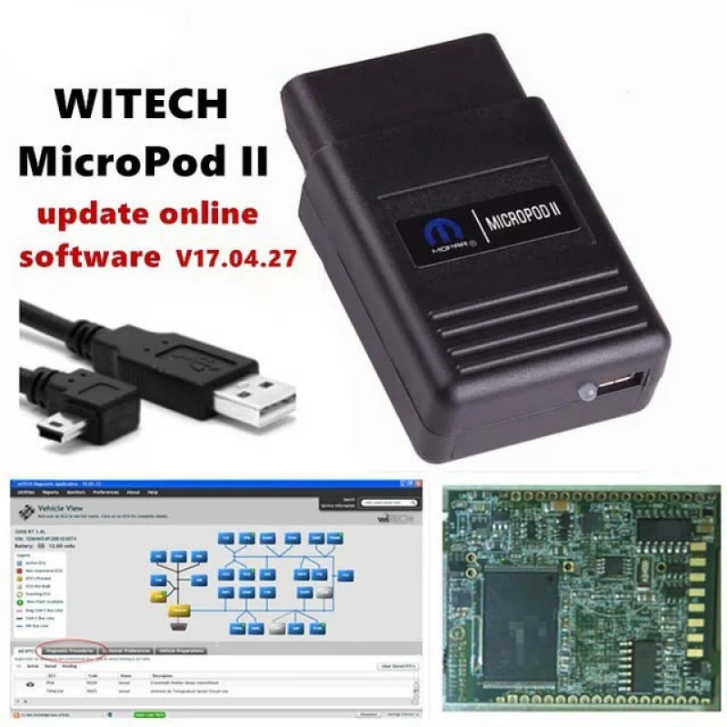 MicroPod 2 wiTech17.04.27 Chrysler with Fiat Automobile Diagnosis Equipment Multi-Language