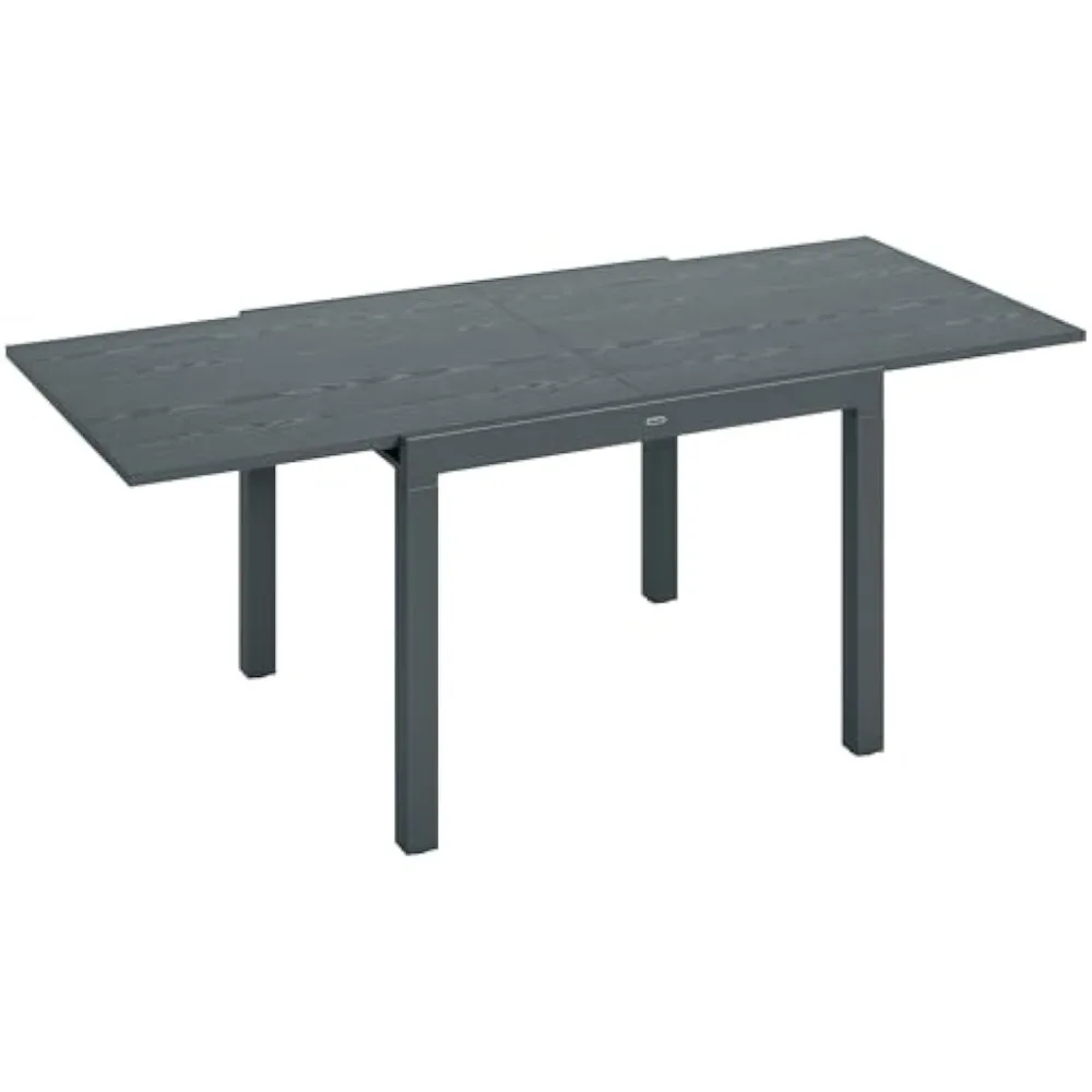 

Extendable Outdoor Dining Table, 41- 83 Aluminum Frame Patio Table with Wood Effect Steel Top, Rectangle Expandable Pat