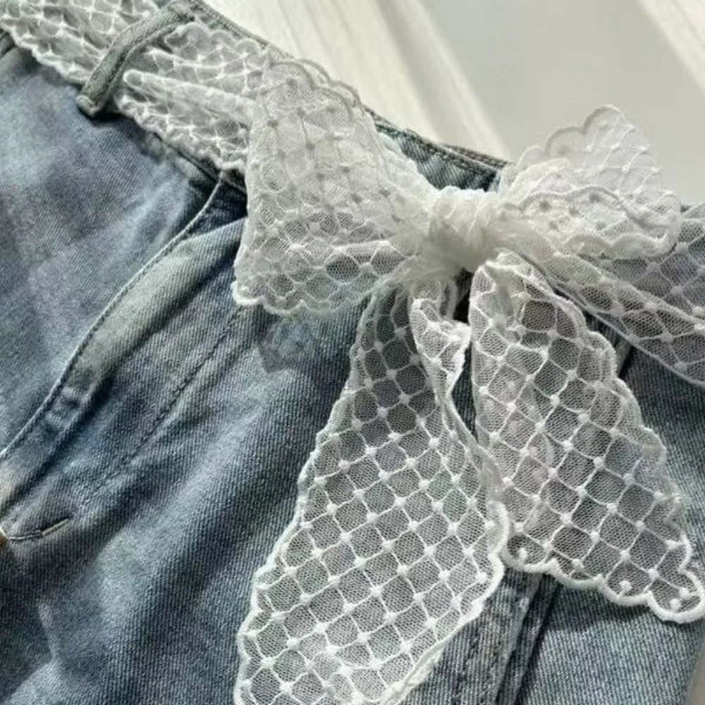Sweet White Lace Belt for Women with Jeans Skirts Ribbon Scarf Tie Strap Belt Binding Scarf Fashion Accessories Daily Decoration view 2