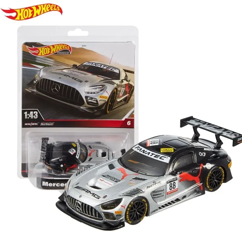 Original Hot Wheels Premium Car Diecast 1:43 Toys for Boys Mercedes MG GT3 Nissan Skyline GTR BNR34 Vehicle Model Birthday Gift