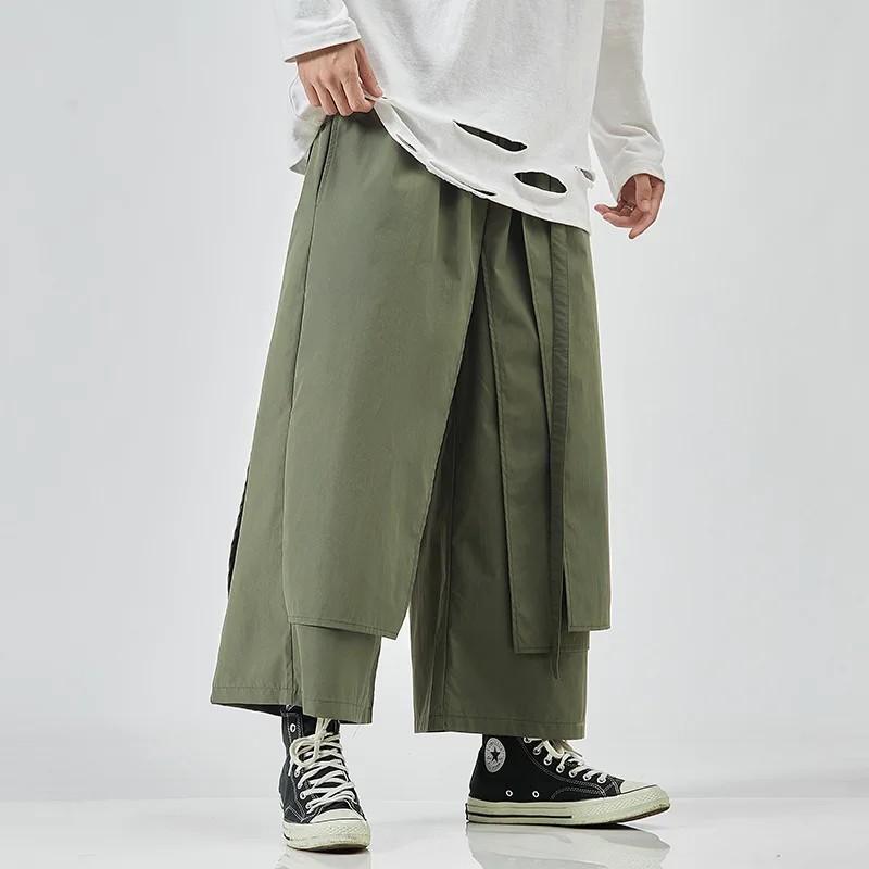 Tannt Women Pant Irregular Fake Two Casual Sweatpants Women Asymmetry Fashion Wide Leg Pants 2023 New Ankle-length Pants Women