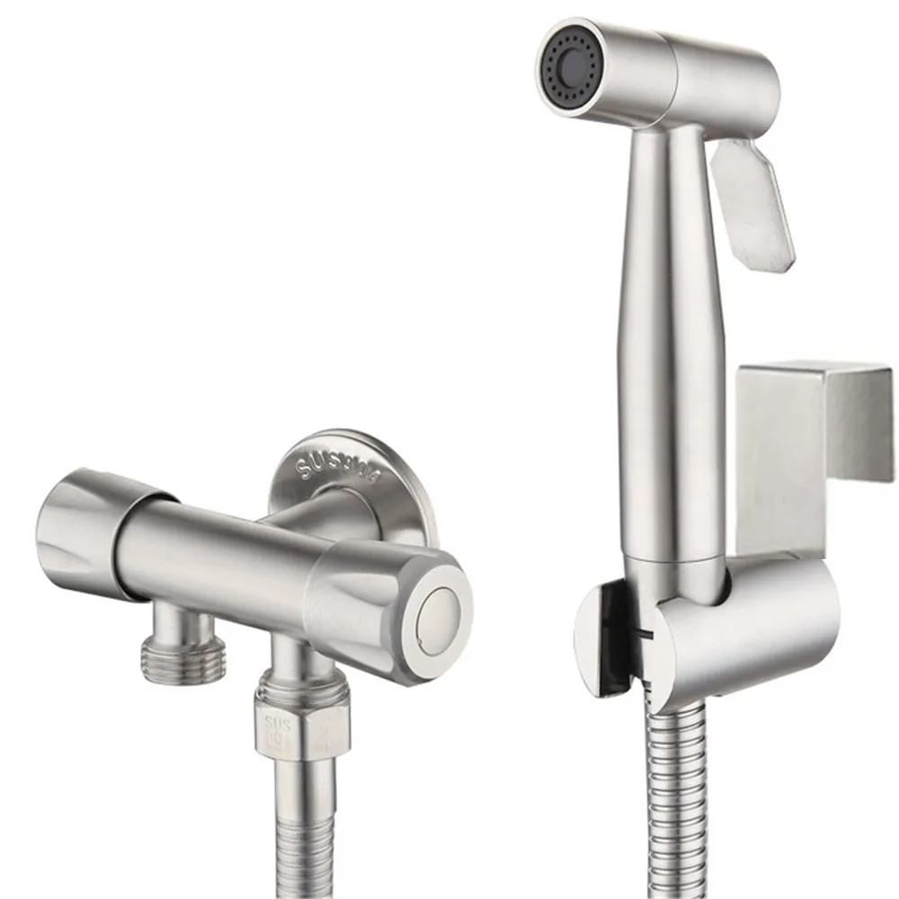 Stainless Steel Toilet  Bidet Sprayer Set Bathroom Attachment Self Cleaning Shower Head Handheld Shower Sprinkler Bath System