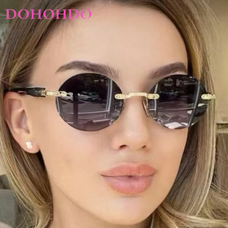 

Trendy Rimless Circular Women Sunglasses Luxury Brand Designer Metal Frame Shades Men Outdoor Travel Eyewear Ladies Lentes UV400