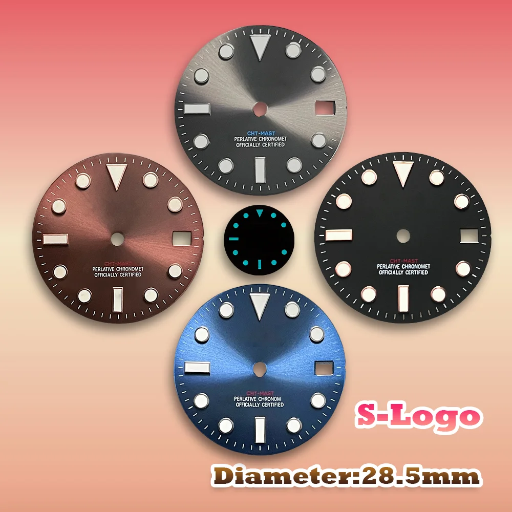 

28,5 мм S логотип NH35 YT Sunray циферблат подходит для NH36/4R/7S механизм ледяной синий светящаяся подводная лодка модификация часов аксессуары инструмент для ремонта