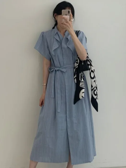 

Ele Ретро полосатый Dr женский летний новый ленивый Sle длинная юбка с поясом на талии с застежкой на одной пуговице повседневный шикарный Dr