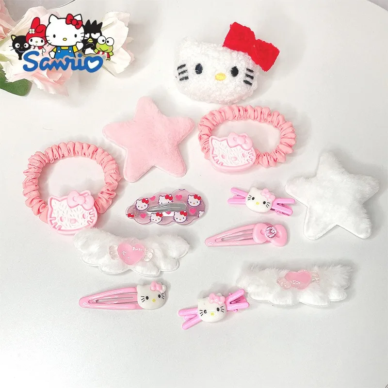 12-piece Set Kitty Cat Hair Clip HelloKitty Children's Hair Clip Set Cute Princess KT Hair Clip Set Star with The Same Paragraph