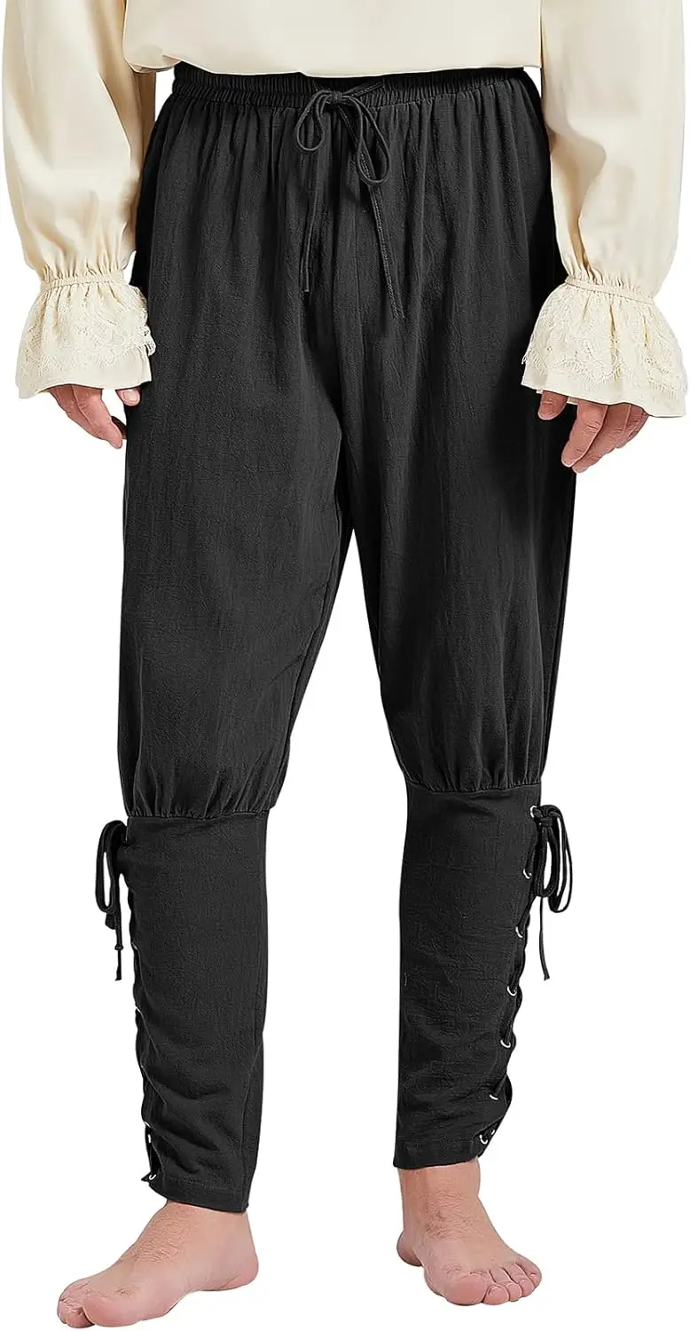 القرن ستار عصر النهضة زي الرجال القراصنة السراويل القرون الوسطى رن فاير فايكنغ الاستعماري الملاح هالوين الكاحل النطاقات #5