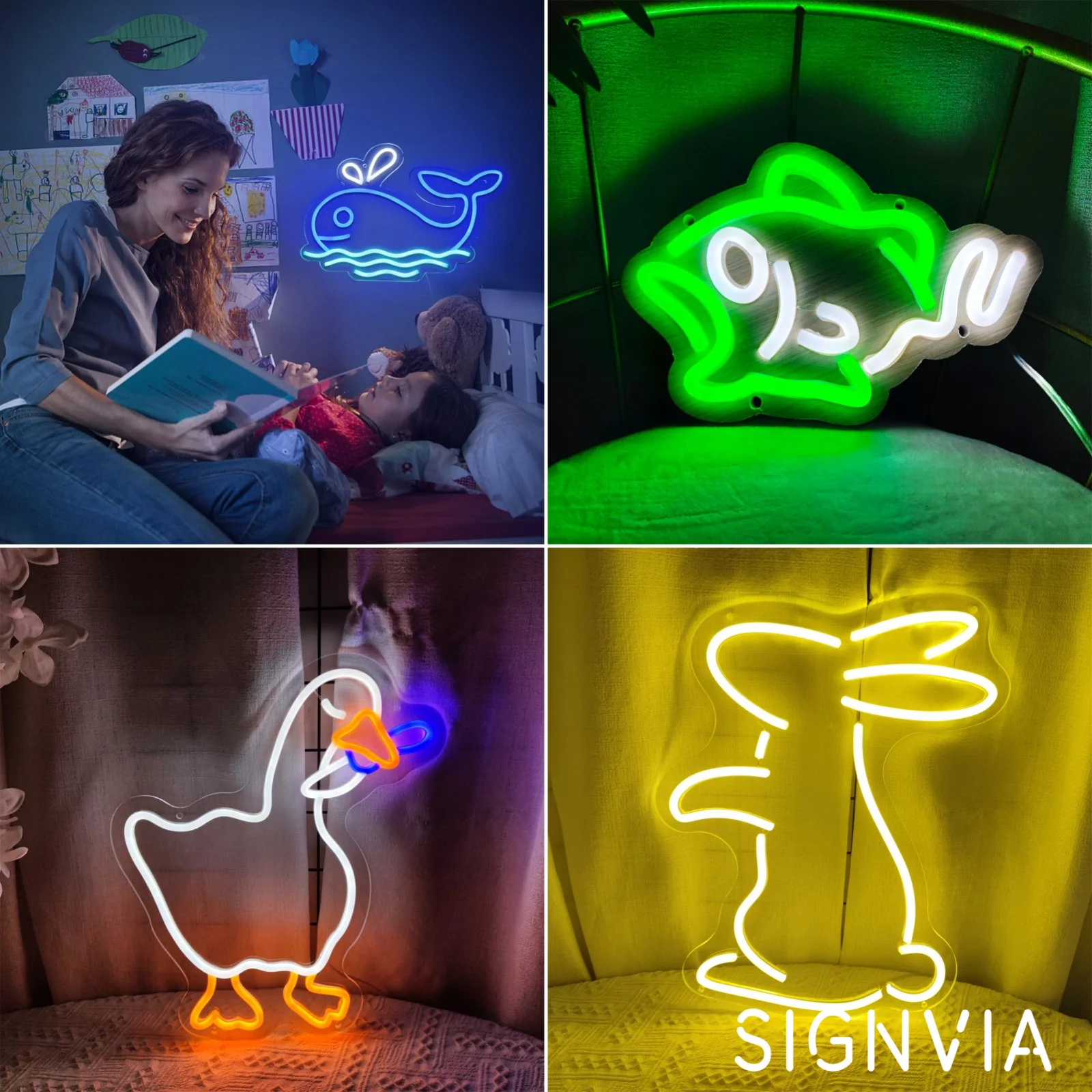 led neon light sign para decoracao de parede modelagem lampada arte sinais coelho baleia pato peixe quarto festa festival loja 5v 01