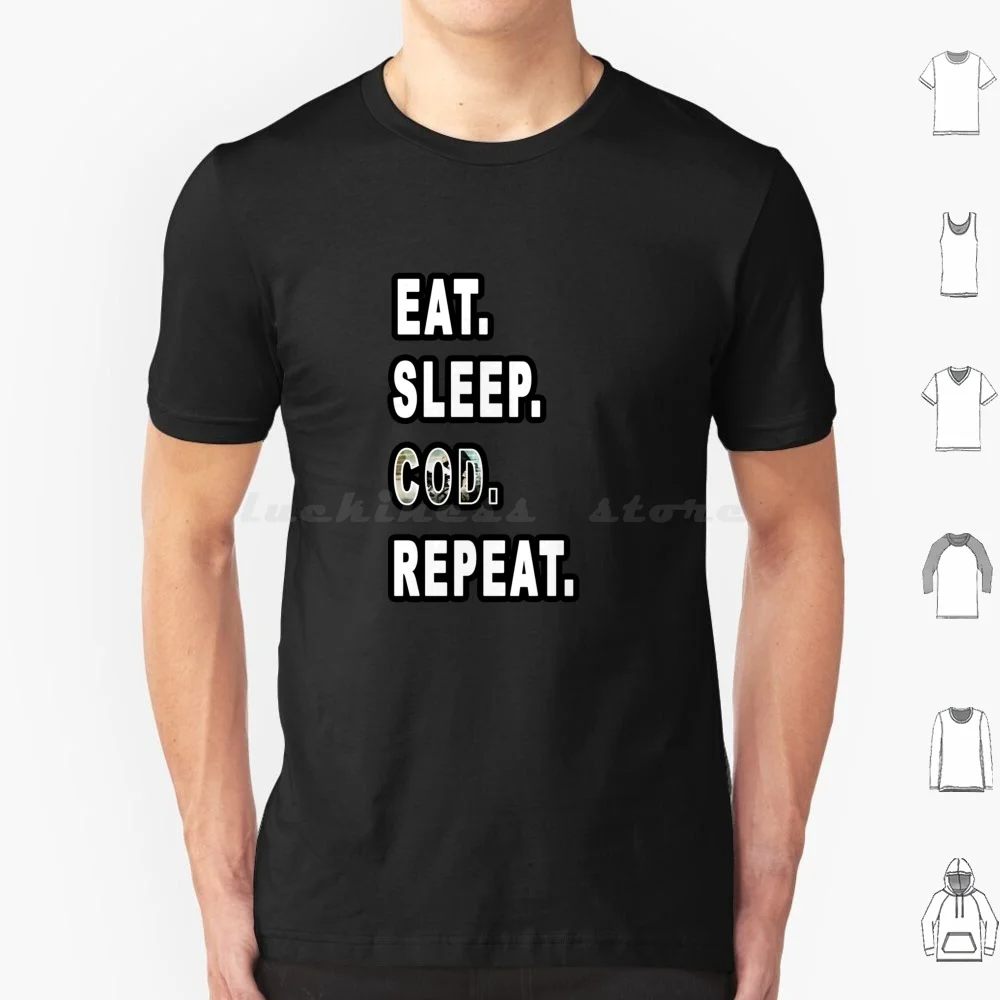 Comida. Dormir. Cod. Repetición. Camiseta 6xl de algodón Cool Tee Game Gamer Gaming Nerd Geek Addict Ps4 Ps5 Ps6 juegos en línea Clan Zombies