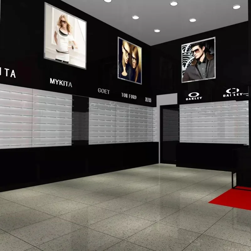

Custom Optical Shop Showcase Eyewear Display Wall Cabinet for Sunglasses Optic Store Interior Design Furniture Decor